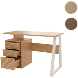 Schreibtisch HWC-O32, Bürotisch Computertisch Arbeitstisch, Schublade, Melamin Holz, 77x118x58cm ~ ulme natur