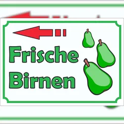 HB-Druck Werbeaufkleber Aufkleber Frische Birnen zu verkaufen mit Pfeil nach links A1 (594x841mm)