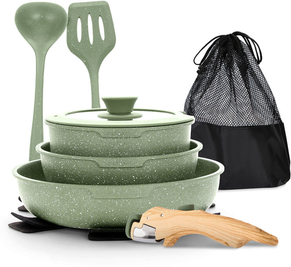 Blue Elephant 8 - Piece Non-Stick Cookware Set Green 8