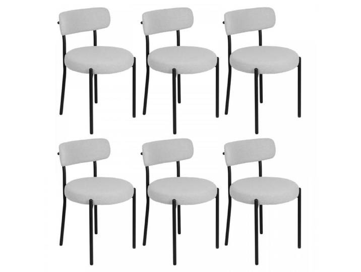 MIPAN CHAISE Lot de 6 Chaises de salle à manger Chaises de bureau courbées avec dossier Gris clair 50*50*75cm