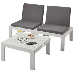 Dmora Outdoor-Lounge-Set Cervia, Gartenset mit 2 Sitzen mit Rückenlehne und 1 Multifunktionsmodul, Sitzecke mit Kissen, 100 % Made in Italy, Weiß