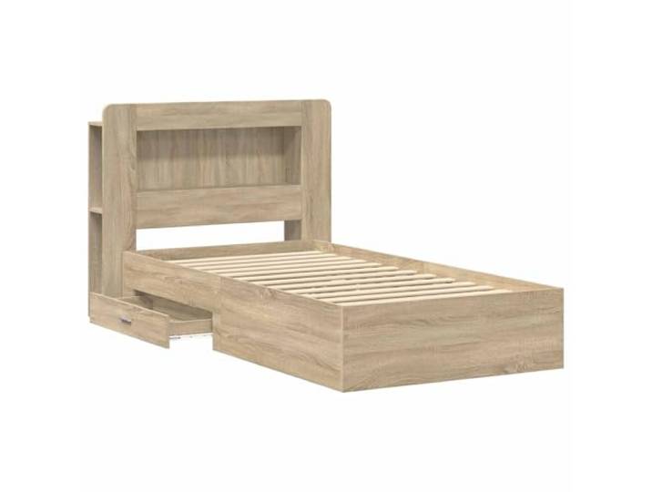 SKTQYQO Bettgestell zur Aufbewahrung, Sonoma-Eiche, 100 x 200 cm Technisches Holz, Kopfteil Schrank, integrierte Schubladen, einfache Montage