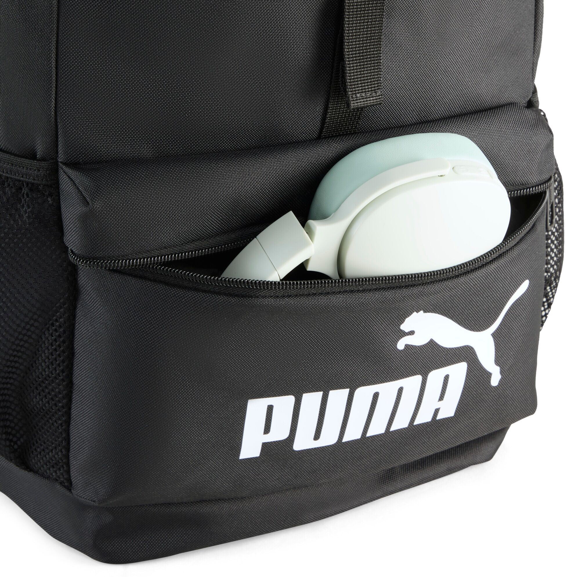 Rucksack PUMA "PHASE HOODED BACKPACK", schwarz (puma schwarz), Rucksäcke, Netz, Obermaterial: 100% Polyester, unifarben, Rucksack, für Erwachsene, sportlicher Stil, leichter Zugang zu den Fächern, Topseller