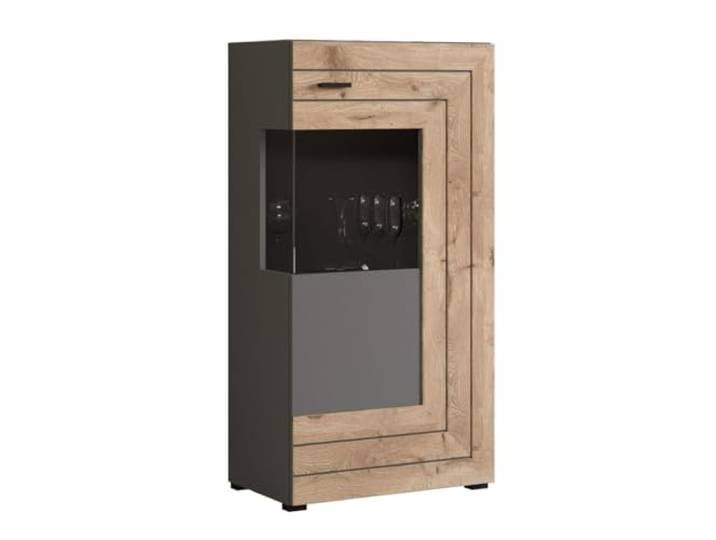 Newroom Kommode Grau Sideboard Highboard mit Schublade Vitrine Wohnzimmer