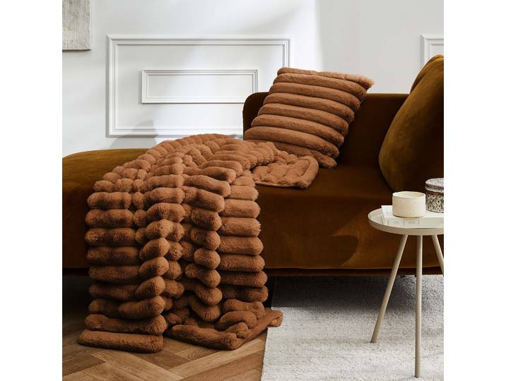 Plaid fourrure chaud camel 180x220 Boudoir