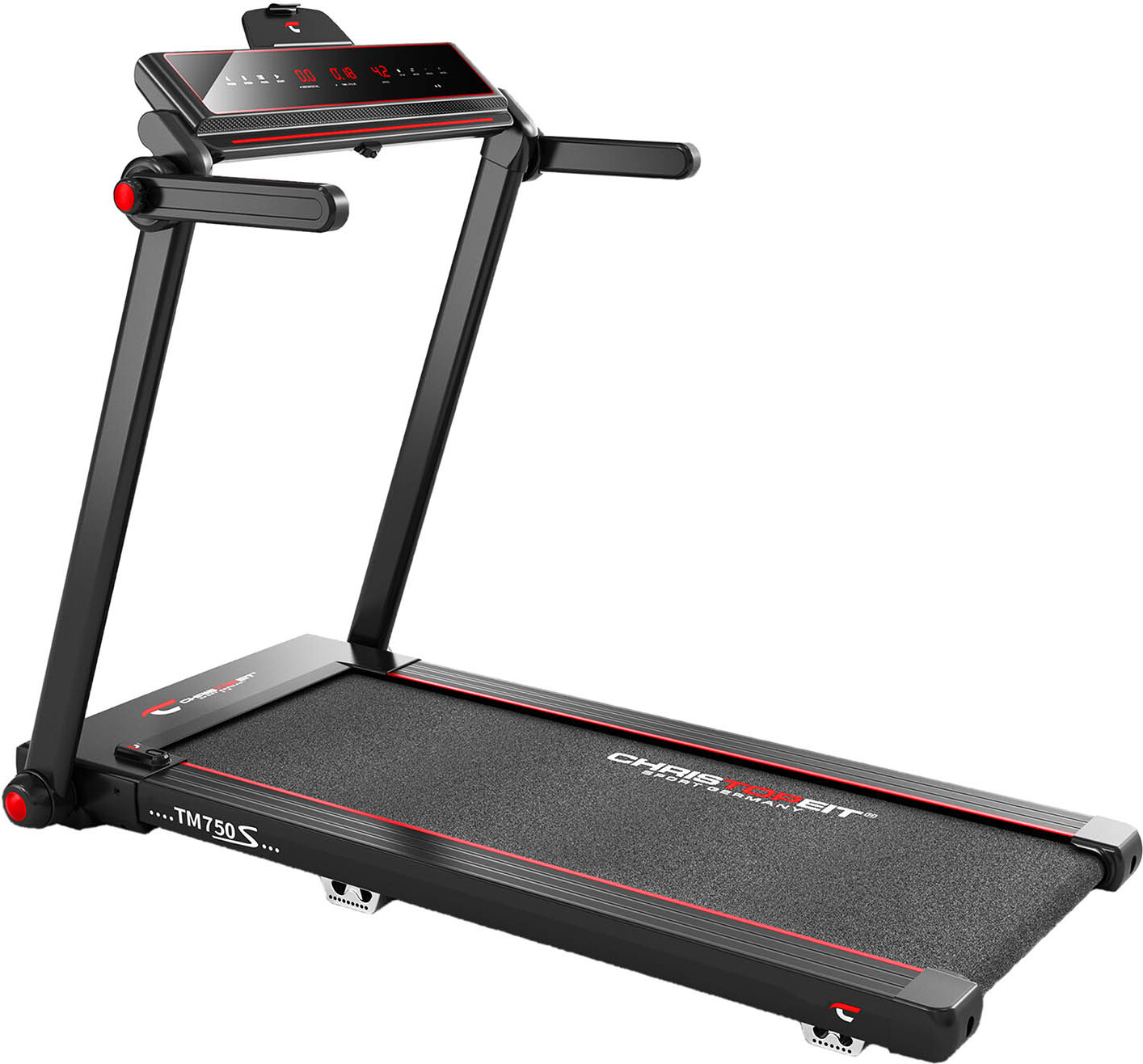 Christopeit TM 750S Elektrisches Laufband - 16 Trainingsprogramme, 1-16 km/h, Easy Foldable System, LED Touch Panel mit Tablet-Halterung, Integrierte Schmierung, Transportrollen, Max. 130 kg