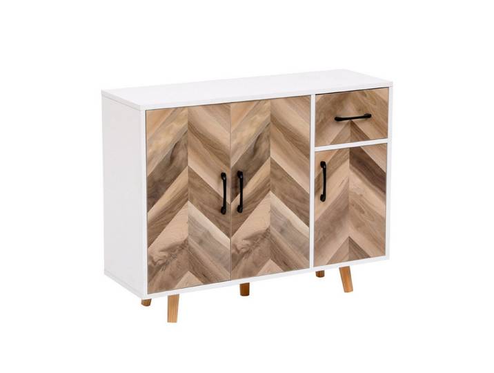 Happy Home Sideboard Sideboard Kommode Dreitüriger Stauraumschrank mit 1 Schublade Holz