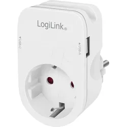 LOGILINK PA0259 - Steckdosenadapter mit Ablegehalterung, 1x USB-A, 1x USB-C