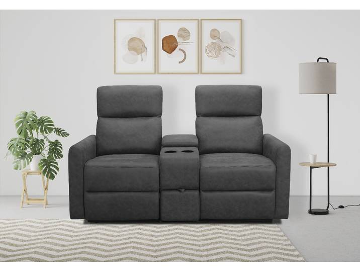 2-Sitzer HOME AFFAIRE Daoulas, 2er-Kinosofa, TV-Sessel, Multimedia-Sofa , grau (anthrazit), B:167cm H:102cm T:95cm, Microfaser (100% Polyester), Sofas, 2-Sitzer, Kinosofa mit Relaxfunktion, Getränkehalter und Stauraum