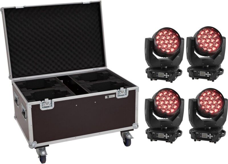 EuroLite Set 4x LED TMH-X4 Moving-Head Wash Zoom + Case (20000685)