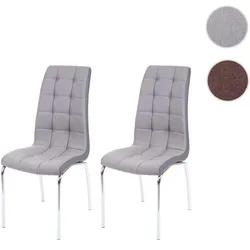 Einzelst�ck | 2er-Set Esszimmerstuhl HWC-F29, Stuhl Küchenstuhl, Kunstleder Stoff/Textil ~ hellgrau