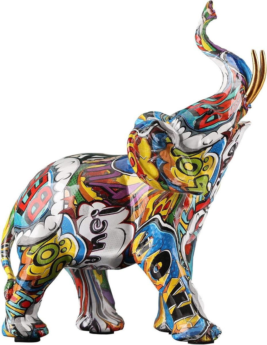 Abstracte Blauwe Olifant Decoratie - Kunstzinnig Beeldje van Hars voor Modern Interieur