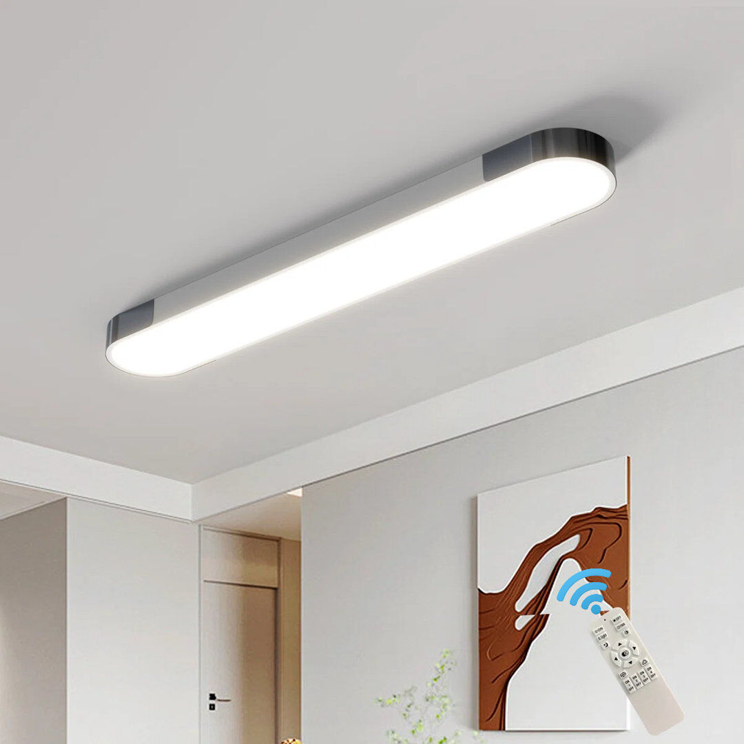 Ivy Bronx Cherron 1-Light 100cm LED Flush Mount White/Silver 5cm H X 100cm W X 17cm D