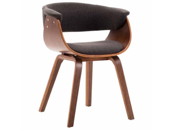 NLQMSU Esszimmerstuhl, grau, mit gebogenem Holz und Stoff Ergonomische Rückenlehne, Sitzfläche aus weichem Stoff, stabile Holzfüße, 110 kg Kapazität, warmer Stil