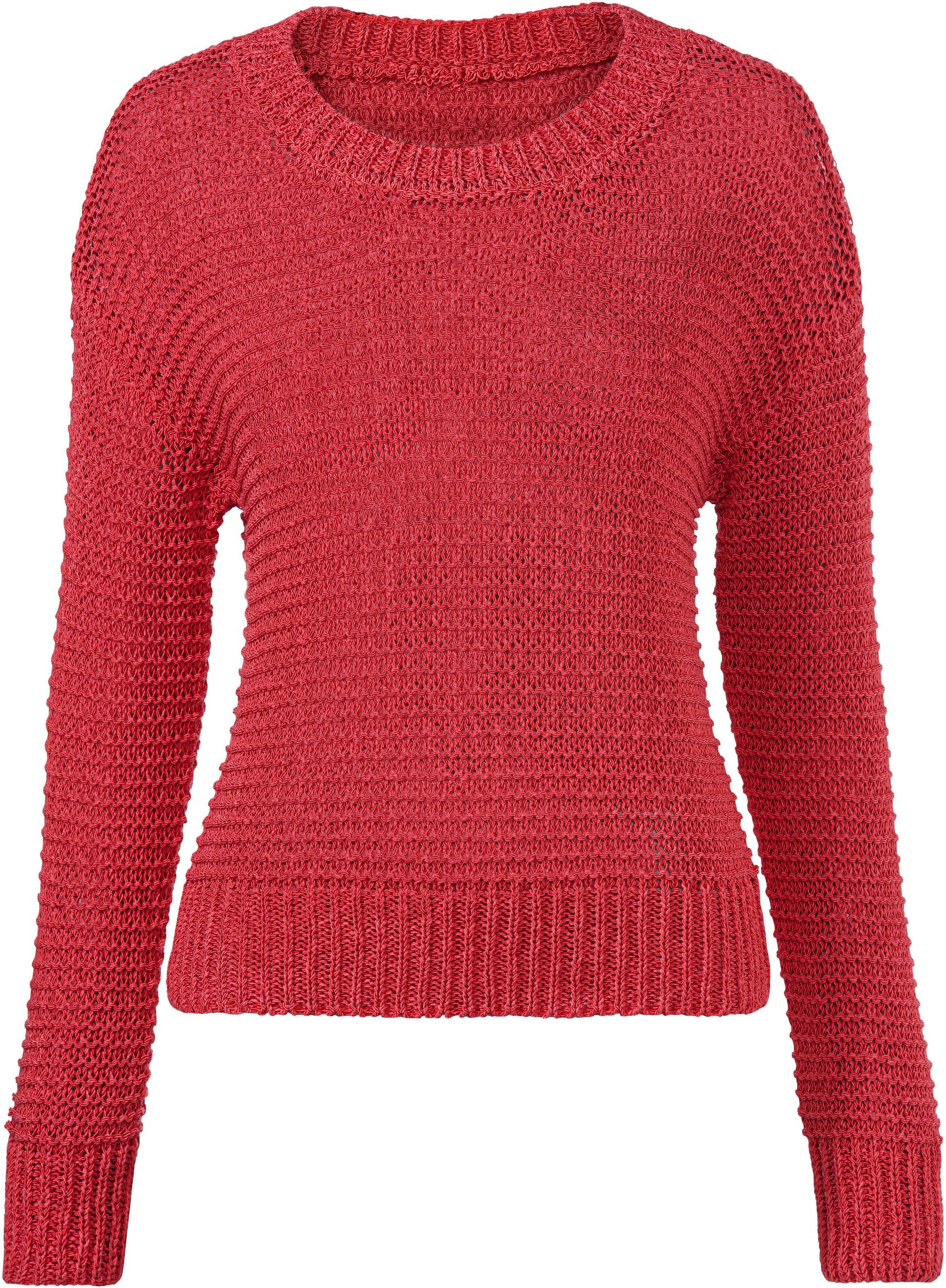 Strickpullover HEINE "Pullover Rundhalspullover im Grobstrick", Damen, Gr. 48, rot (grapefruit), Grobstrick, , Modisch, Rundhals, Pullover Strickpullover