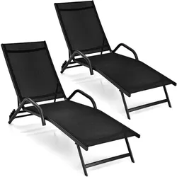 COSTWAY 2er‐Set Sonnenliegen klappbar, 5‐fach verstellbare Rückenlehne, bis 160 kg Belastbarkeit, 184,5x62x71cm Gartenliege für Terrasse Garten Balkon