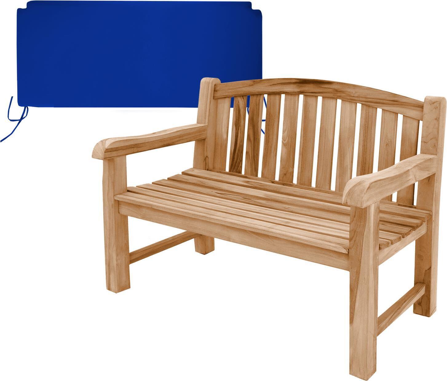 Gartenbank Bari Teak Massivholz XXL extra stark 120 cm Blau