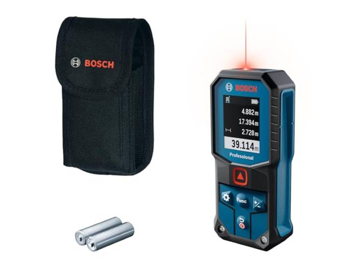 Bosch Télémètre Laser Professionnel GLM 40-31 (IP65\, boîtier Absorbant Les Chocs\, calculs automatiques de Longueur/Surface/Volume\, écran Couleur Claire\, Compatible avec la Batterie Li-ION)
