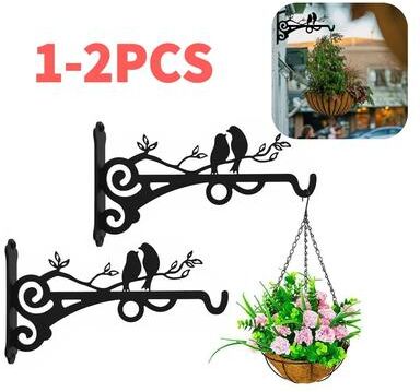 Modern Home Fixes 1 2PCS Flower Basket Holder Wall Mounted Bird Metal Bracket Hanger Rustic Style Wide Base 1 2PCS Flower Basket Holder Wall Mounted Bird Metal Bracket Hanger Rustic Style Wide Base