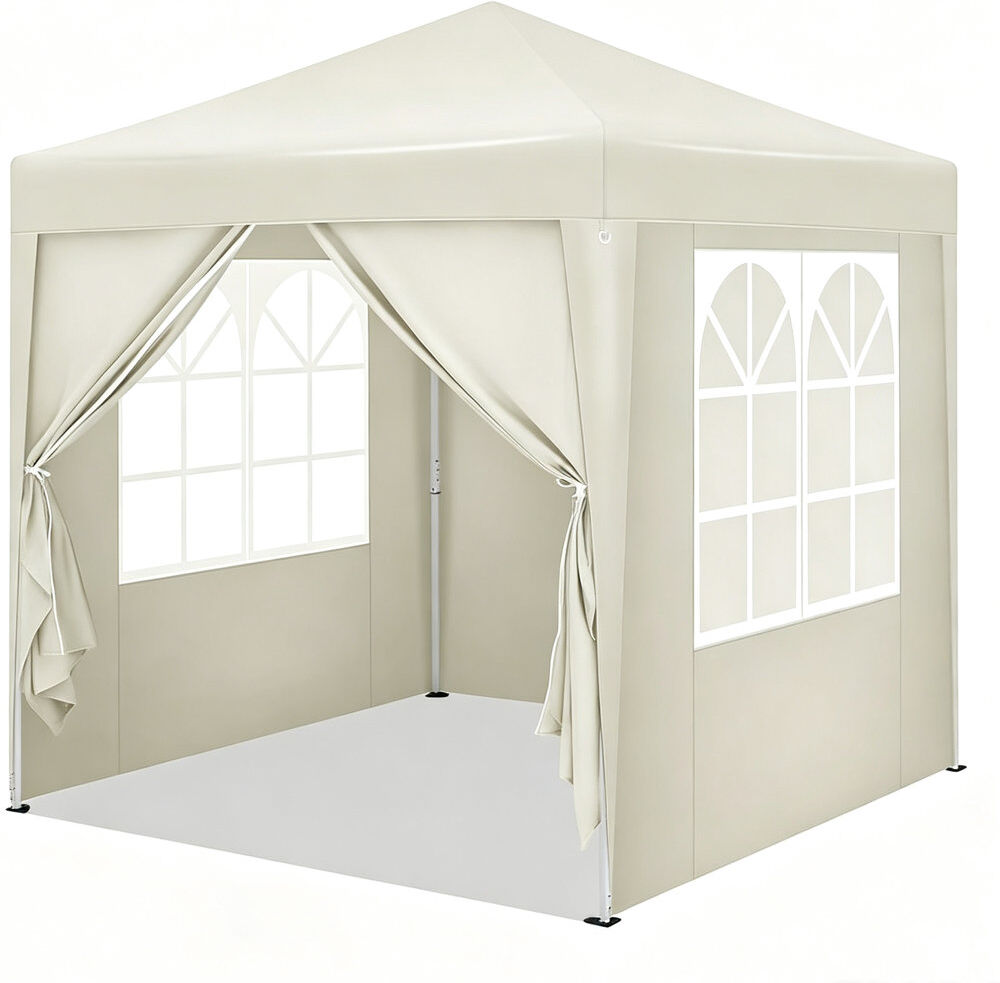 Dakota Fields Gazebo, folding gazebo 2 x 2m, with 4 side walls, party tent water-repellent UV protection 50+, height-adjustable garden gazebo, with carrying bag, fo Cream Coloured 200cm W X 200cm D X 240cm H