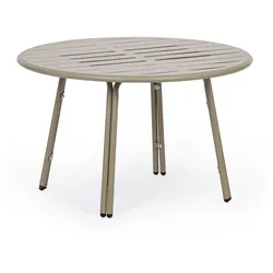 Metall-Bistrotisch VENTO, Durchmesser 80 cm, für den Außenbereich, beige