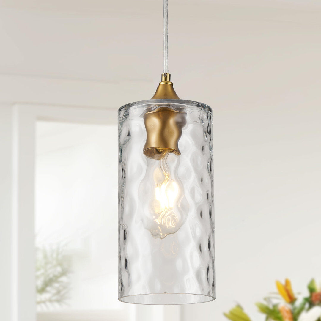 Blue Elephant 1 - Light 120cm Single Glass Pendant Light Gold 24cm H X 12cm W X 12cm D