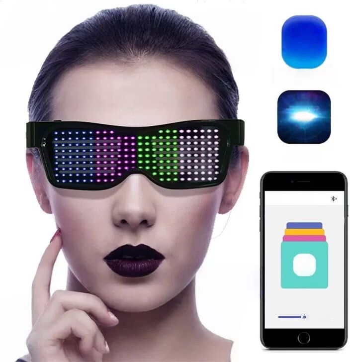 INF Bluetooth APP-gesteuerte LED Party Brille - Anpassbare Leuchtbrille Mehrfarbig