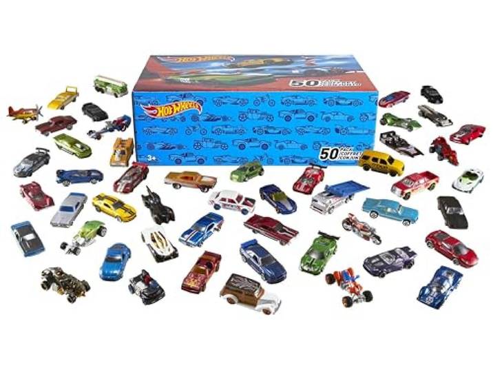 Hot Wheels Autos Set, 50er Pack (verschiedene Modelle, zufälliges Set), Maßstab 1:64, mit realistischen Details, Auto Spielzeug, Spielzeug ab 3 Jahre, V6697