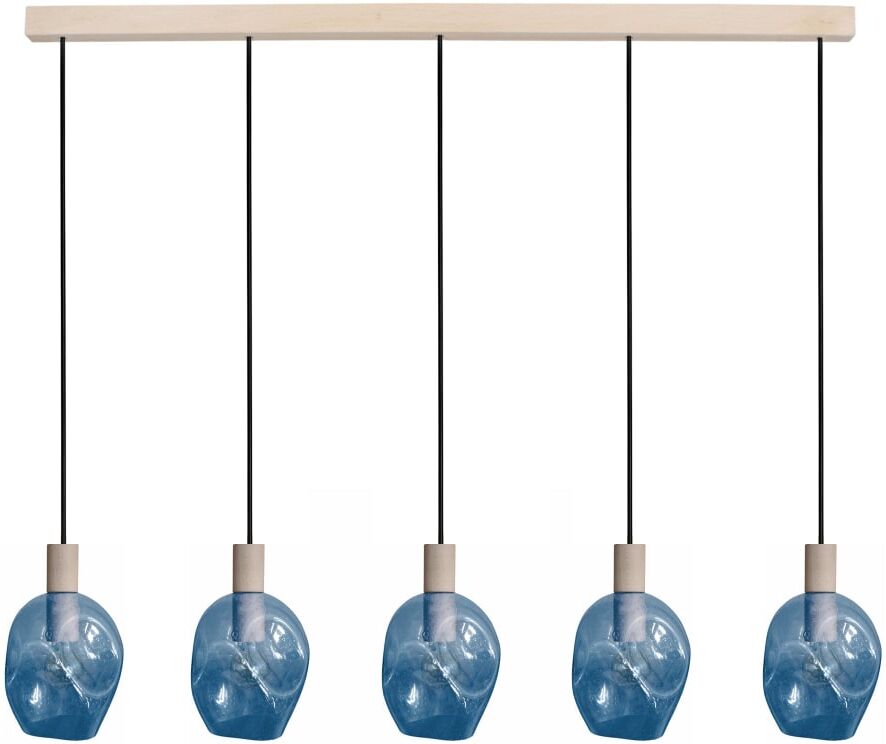 Tosel Lustre bois naturel H100cm Abat-jour bleu Beige 100x100x20cm
