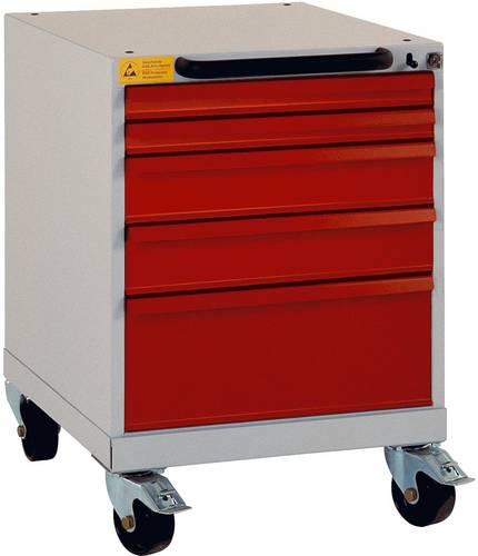 Manuflex LS1023.5007 ESD ESD-Schubfachschrank BASETEC mobil, Nutzhöhe 500mm mit 5 Schubfächern, in brillantblau RAL 5007