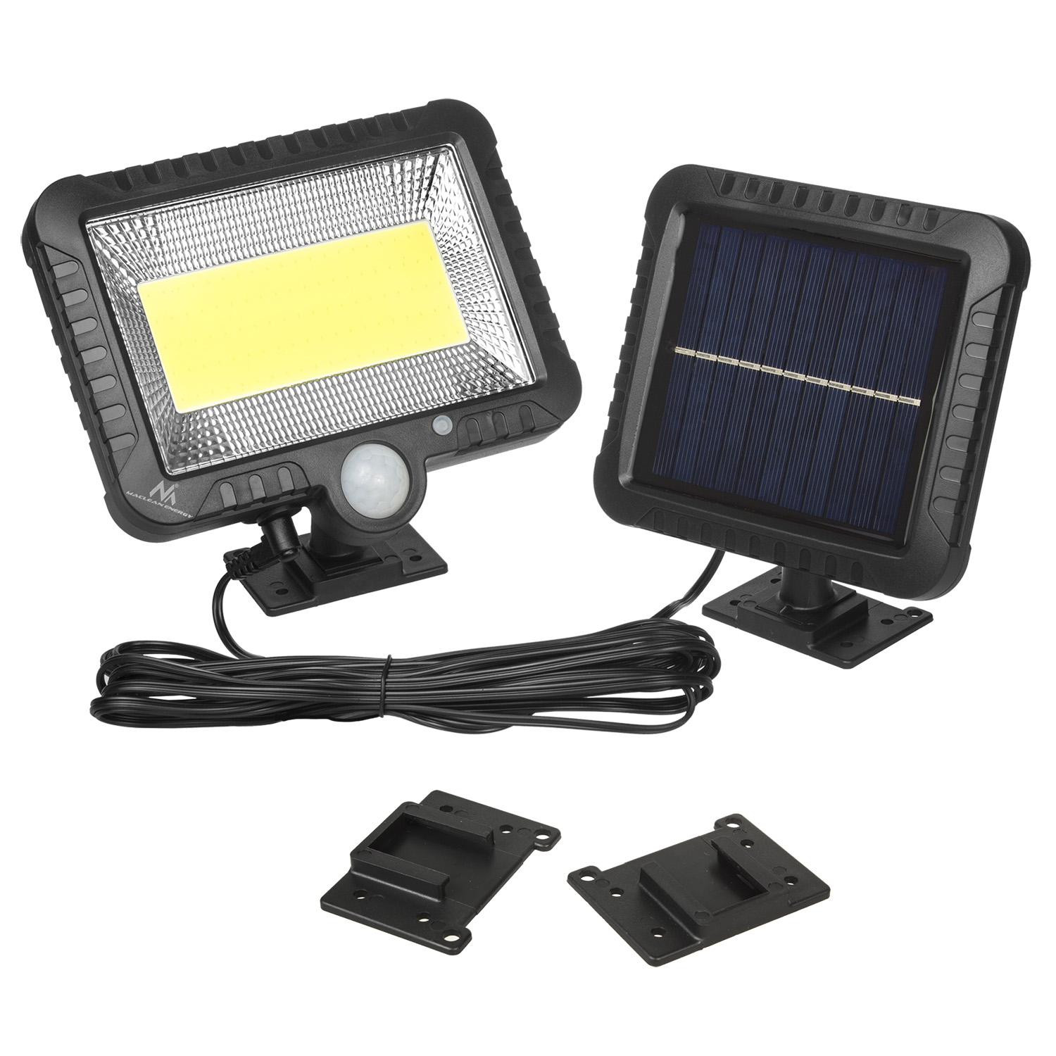 Maclean Solar LED-spot met bewegingssensor en schemersensor, IP44 wandlamp, 5W, 400 lumen, 6000K koud wit