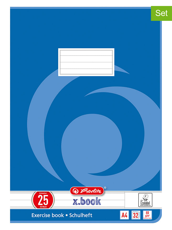 Herlitz 5er-Set: Hefte ''A4/32 Lin.25'' in Blau - onesize