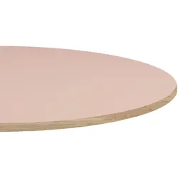 Restootab - Tischplatte Ø90 Dekor rosa bourbon Kanten in Holzoptik