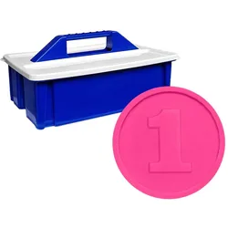 CombiCraft Wertmarken-Chips mit Reliefprägung „1“ in Neonpink – 2.000 Stück inklusiv Aufbewahrunskiste