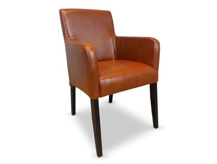 Quattro Meble Echtleder Esszimmerstühle Massivholz Stühle David Arm Lederstühle Sessel mit Armlehnen Echt Leder Antique Tabac Esszimmer Stuhl