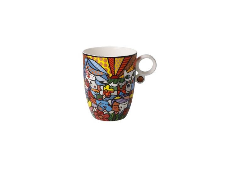 Tasse GOEBEL Romero Britto - Garden , bunt, B:9cm H:11cm, Fine China-Porzellan, Trinkgefässe, Tasse, Füllmenge 0,4l