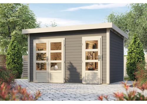 Gartenhaus Karibu Krähenau 1 inkl. Geräteraum 396 x 273 cm terragrau