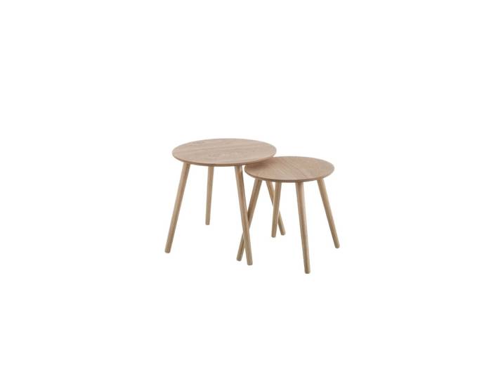 Set de 2 tables basses rondes en bois MDF