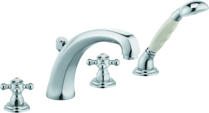 Kludi 1926 Wannen 4 Loch Armatur 515240520 chrom, hoher Auslauf 220 mm