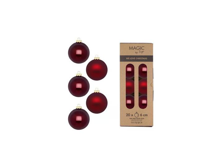 Weihnachtsbaumkugel INGES CHRISTMAS DECOR Smooth Port 20 Stück , rot, Ø:6cm, Glas, Weihnachtsbaumkugeln, Weihnachtsbaumkugel