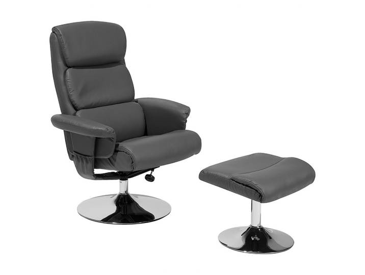 MASSAGESESSEL mit Fußhocker Kunstleder Grau Legend
