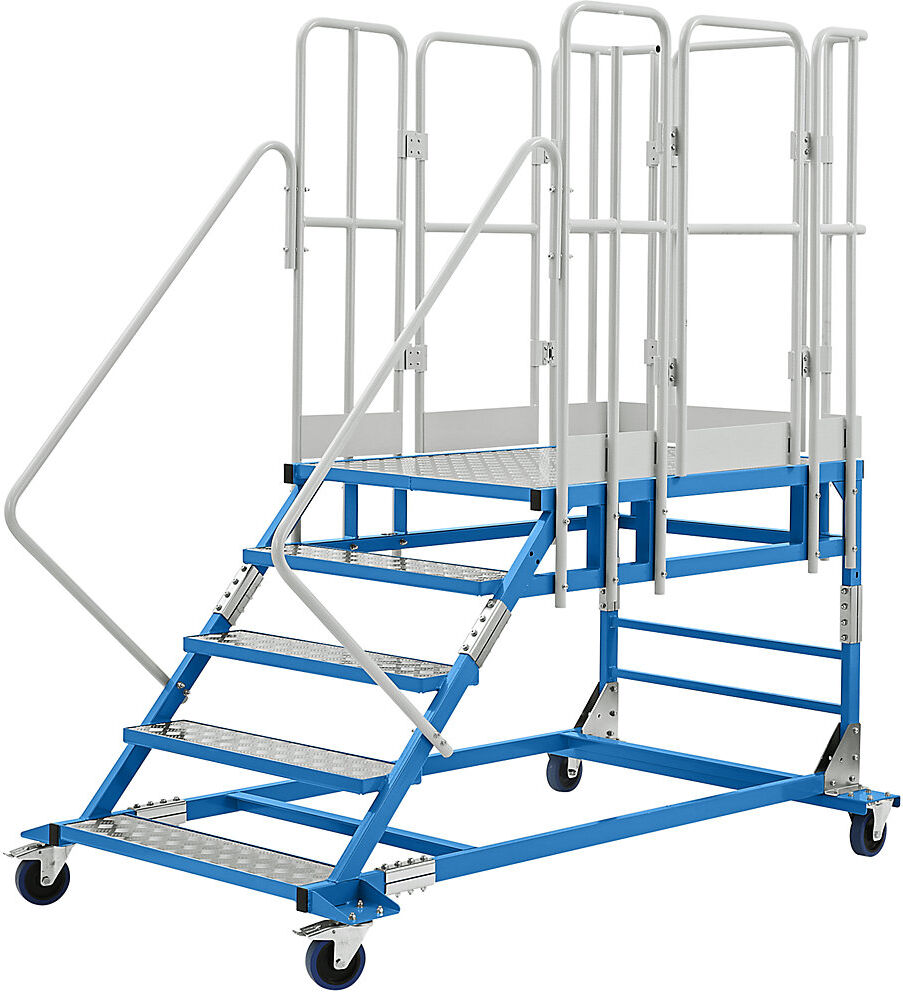 Plattformtreppe XXL, mit Aluminiumeinlagen, Plattformgröße 810 x 1250 mm, 5 Stufen eurokraft pro