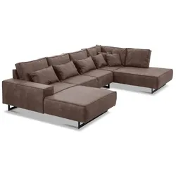 filippo Wohnlandschaft Antwerp Mikrofaser Braun Graubraun 361 cm
