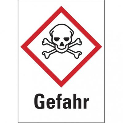 König Werbeanlagen Dreifke® Gefahrstoffetiketten - Totenkopf mit gekreuzten Knoc - 37x52 mm Folie selbstklebend