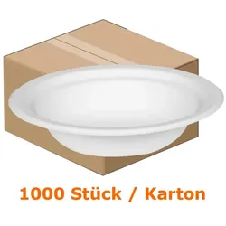 Einwegteller Abena tiefer Teller rund Ø 18 cm Karton 1000 Stück, 18 cm Durchmesser, weiß