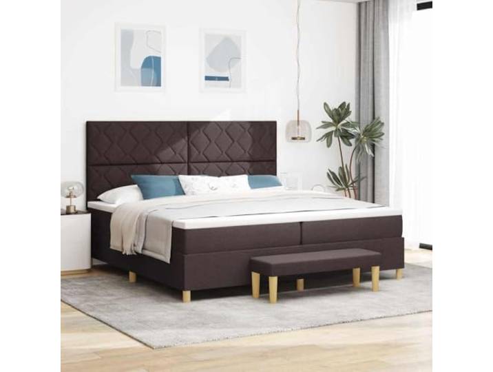 WDGJJFECNMUEHI Schaumstoffmatratze Modernes Design Dunkelbraun 200 x 200 cm Boxspringbett mit Matratze Dunkelbraun 200x200 cm Stoff Polsterbett mit Bettkasten Komfort Doppelbett