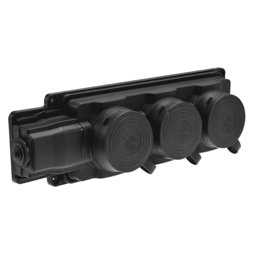 Pawbol 3-Steckdosen mit Gummi schwarz IP44 D.3159/3 (D.3159/3)