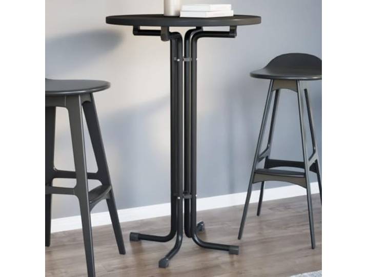 HEFZGDB Esstisch Schwarz Ø70x110 cm Klappbarer Tisch aus Holzwerkstoff und Stahl mit Pulverbeschichtung für Küche Esszimmer