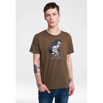 T-Shirt LOGOSHIRT "Der kleine Maulwurf", Herren, Gr. L, grün, 100% Baumwolle, bedruckt, normal, Rundhals, Shirts T-Shirt, mit lizenziertem Originaldesign