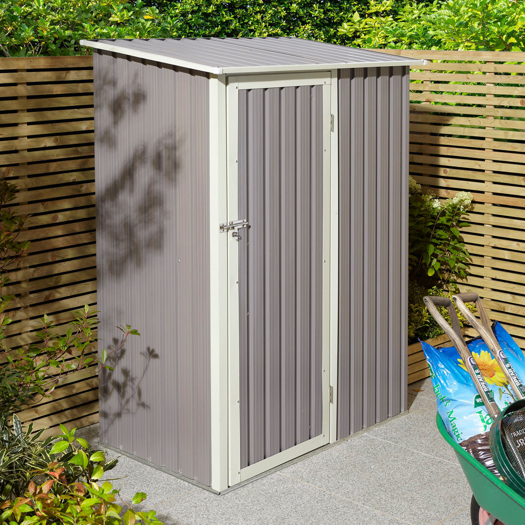 Rowlinson Trentvale 5X3 Metal Pent Shed Light Grey 143cm W X 89cm D X 186cm H